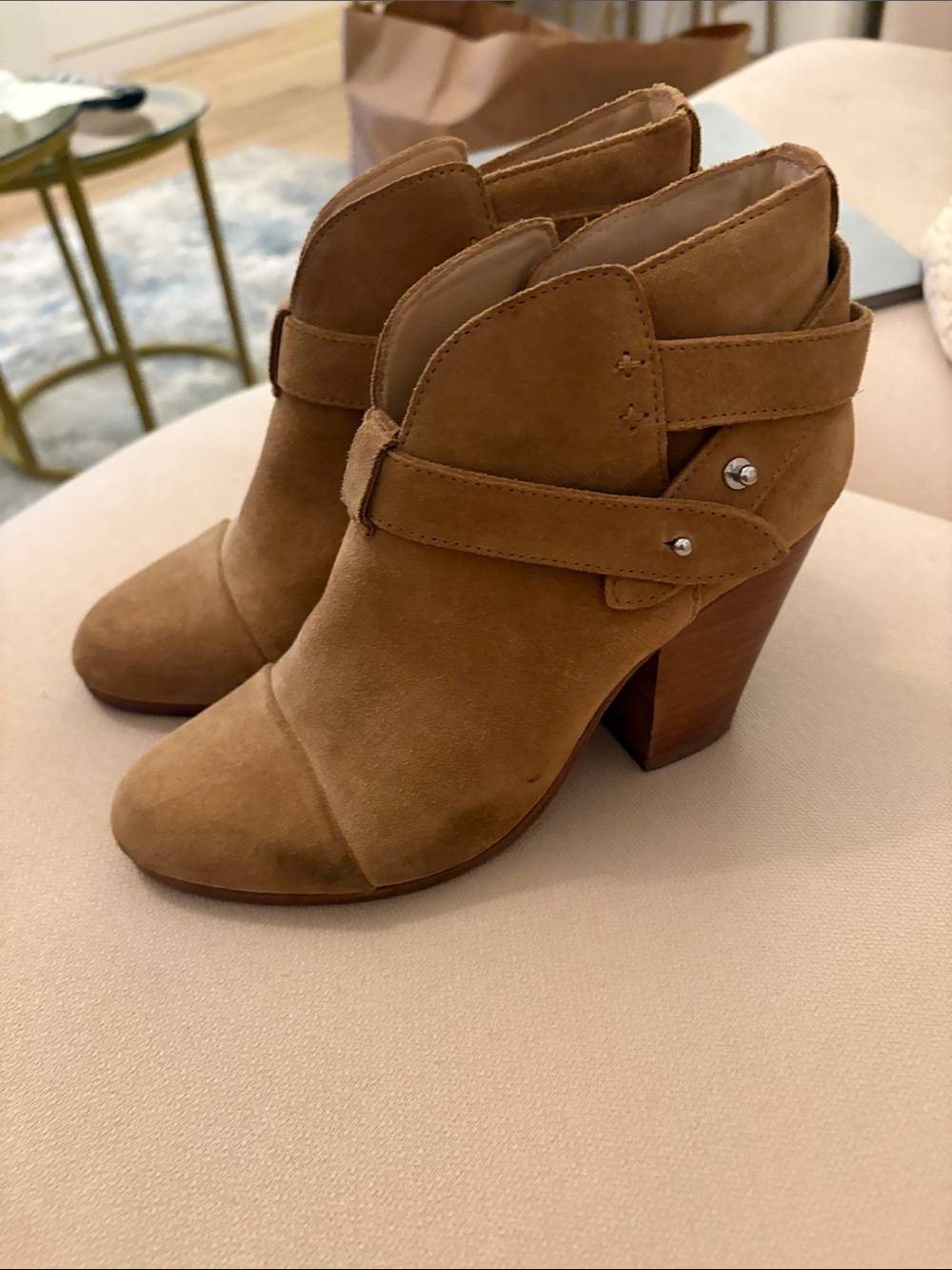 rag & bone Navy Denim Ankle-Strap Stiletto Sandals